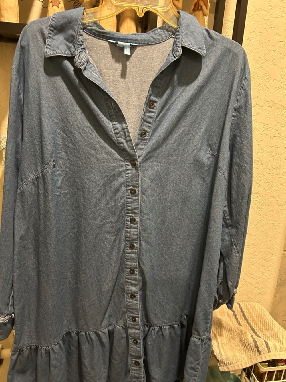 Draper James Light Blue Denim Button-Front Tunic Dress